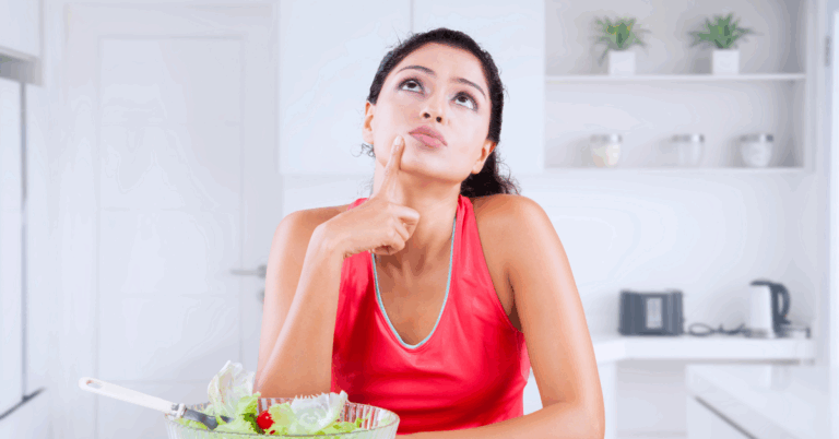 Woman obsessing over her weight